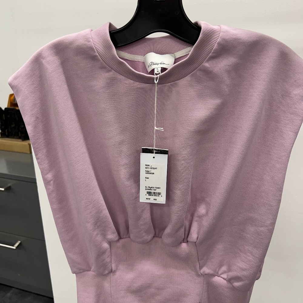 3.1 Philip Lim Lavender Purple French Terry Sleeveless  Top Large